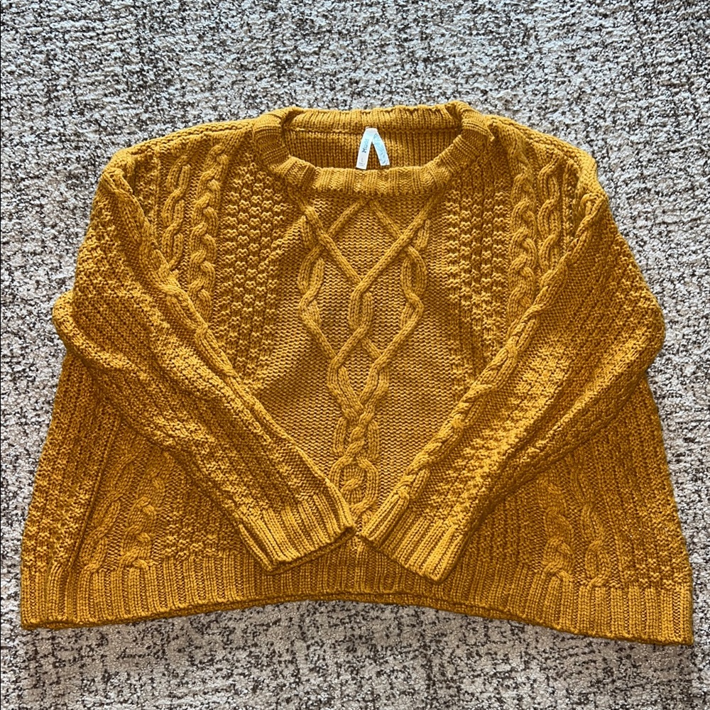 Cozy Mustard Cable Knit Sweater